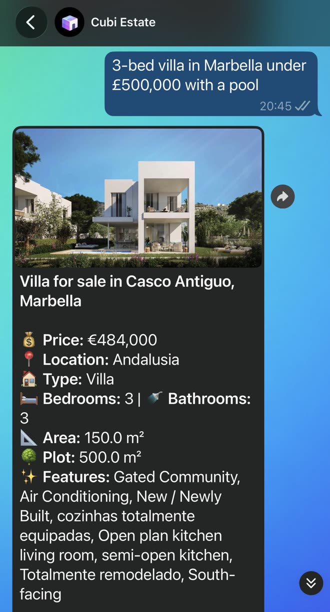 CUBI Estate /search screen